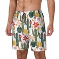 thumbnail image 1 of Rateoe Summer Cactus With Blooming Pattern Men’s Swim Shorts with Compression Liner – Double-Layered Quick-Dry Swimwear, Comfortable & Stretchy Beach Shorts-X-Large, 1 of 6