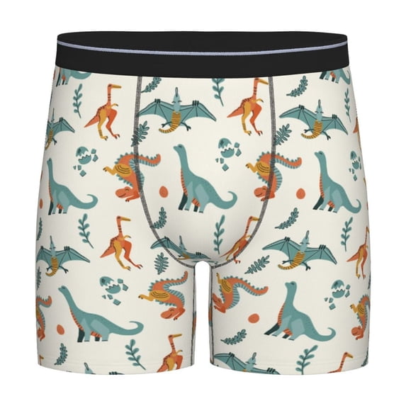 Rateoe Summer Dinosaur Print Men’s Underwear Boxer Briefs Soft Comfortable Underwear Boxer Briefs, Long Leg Briefs,Anti-chafing Boxer Briefs