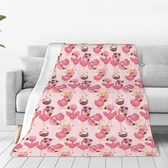 Rateoe Summer Flamingo Print Fuzzy Fleece Throw Blanket Extra Large,Super Soft,Fluffy and Warm Blankets for Couch,Bed,All Season Use (60"x50")