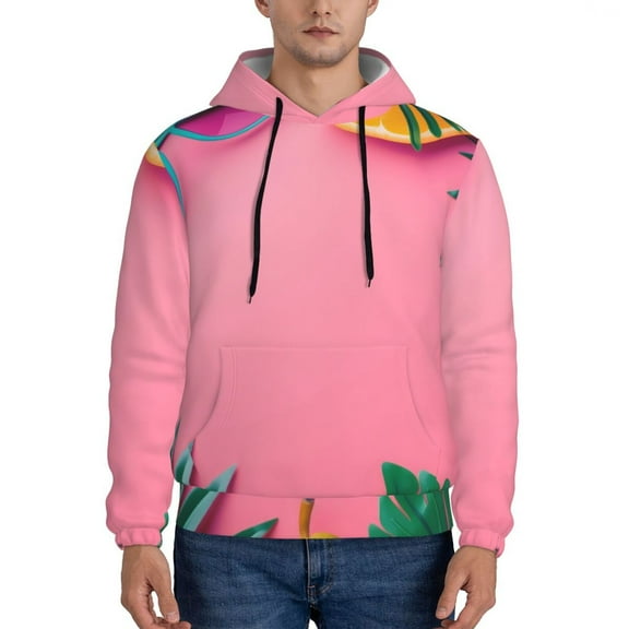 Rateoe Summer Fruits And Sunglasses Pattern Mens Hoodie, Pullover Hooded Sweatshirt, Kangaroo Pocket Hoodie Ideal for Daily Wear, Travel and Home-XX-Large