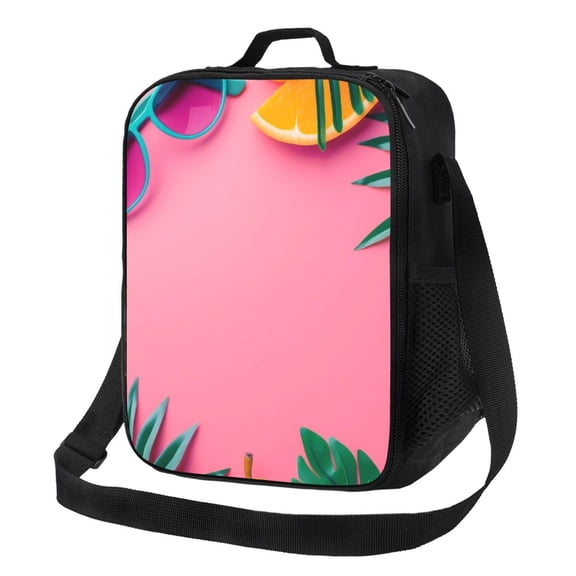 Rateoe Summer Fruits And Sunglasses Lunch Bag Reusable Lunch Box with Shoulder Straps for Men Women Insulated Portable Lunchbox for adults Suitable for School Work Picnic