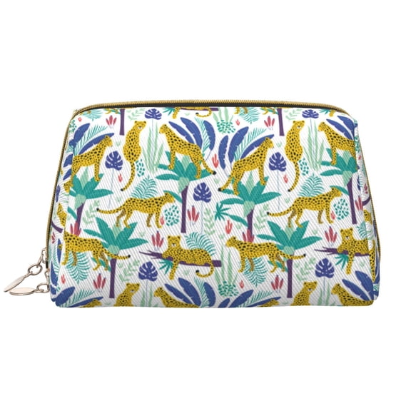 Rateoe Summer Leopard for Travel Makeup Bag,Large Capacity Cosmetic Bags for Women,Waterproof Portable Pouch Open Flat Toiletry Bag Make up Organizer
