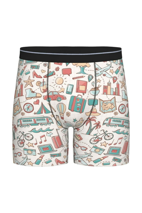 Summer Life Print Men’s Underwear Boxer Briefs Soft Comfortable Underwear Boxer Briefs, Long Leg Briefs,Anti-chafing Boxer Briefs