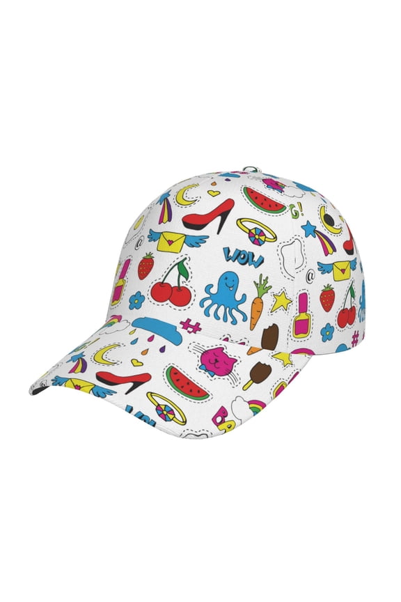 Summer Pattern Mens Baseball Cap  Adjustable Curved Brim Hat, Soft Cotton Sports Cap for Outdoor, Casual, and Everyday Wear, Comfortable & Breathable