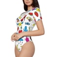 thumbnail image 1 of Rateoe Summer Printed Women Rash Guard Short Sleeve,Tummy control Swimsuit Surfing Swimsuit Bathing Suit Short-sleeved Onesie UPF 50+, 1 of 6