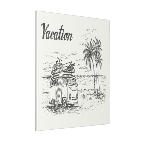 Rateoe Summer Vacation Scene With Camping Van Pattern Decorative Picture – Unique Modern Wall Art, Ready-to-Hang Canvas Print for Home (Vertical)