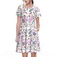 thumbnail image 1 of Rateoe Summer with Flamingo Pattern Women’s Short Sleeve Dress – Casual Elegant Summer A-Line Dress for Everyday Wear, 1 of 6