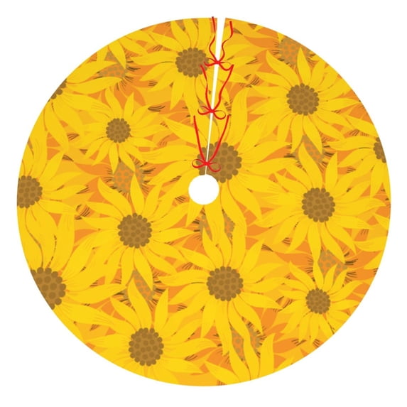 Rateoe Sun Flowers Print Christmas Tree Skirt 36" for Xmas Holiday New Year Party Circle Tree Mat Ornaments Decoration