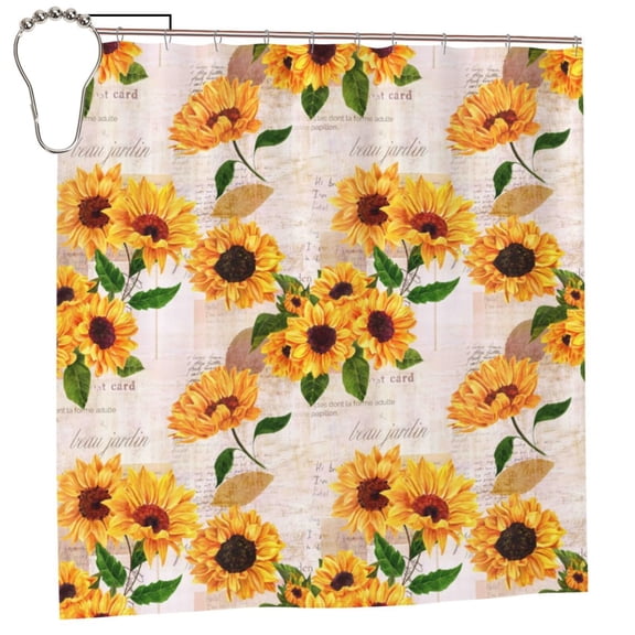 Rateoe Sunflower 5 Shower Curtain - Fancy Bathroom Shower Curtain Sets - Waterproof Shower Curtain with Hooks with 12 Plastic Hooks 72x72 Inches