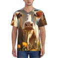 thumbnail image 1 of Rateoe Sunflower Cow Pasture Pattern Men’s Baseball Short Sleeve Polo Shirt, Midweight Men's Shirt Golf Shirt Polo Shirts Quick Dry Short-3X-Large, 1 of 7