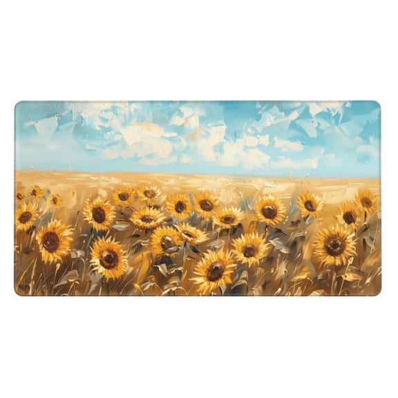 Rateoe Sunflower Field Bliss Print Mouse Pad - Extended Large Gaming Mousepad,Non-Slip Stitched Edge,16x29.5 Inch