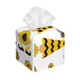 thumbnail image 1 of Rateoe Sunflower Gnome Pattern Tissue Box Cover, Modern Square Decorative Leather Facial Paper Case Organizer Holder Dispenser 5X5X5'', 1 of 7