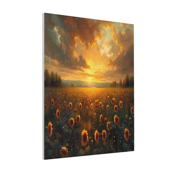 Rateoe Sunflower Sunset Rainfall Pattern Decorative Picture – Unique Modern Wall Art, Ready-to-Hang Canvas Print for Home (Vertical)