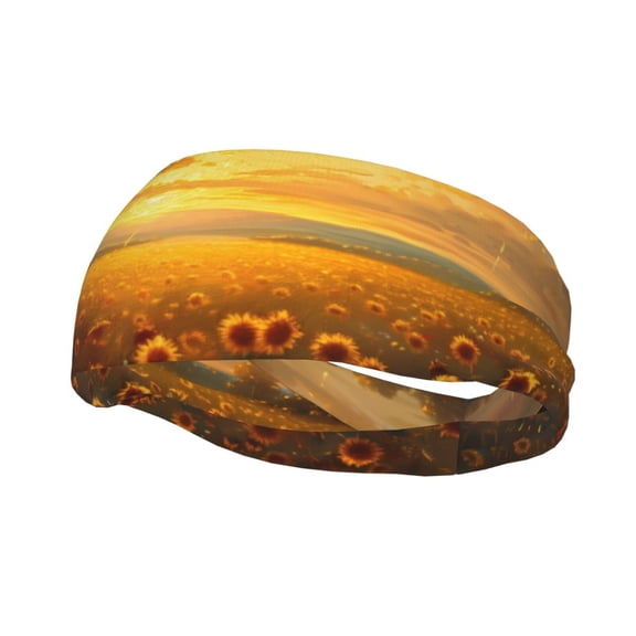 Rateoe Sunflower Sunset Rainfall Pattern Sports Headbands ,Moisture Wicking Workout Headband, Sweatband Headbands for Running,Cycling,Yoga,Hairband for Women and Men