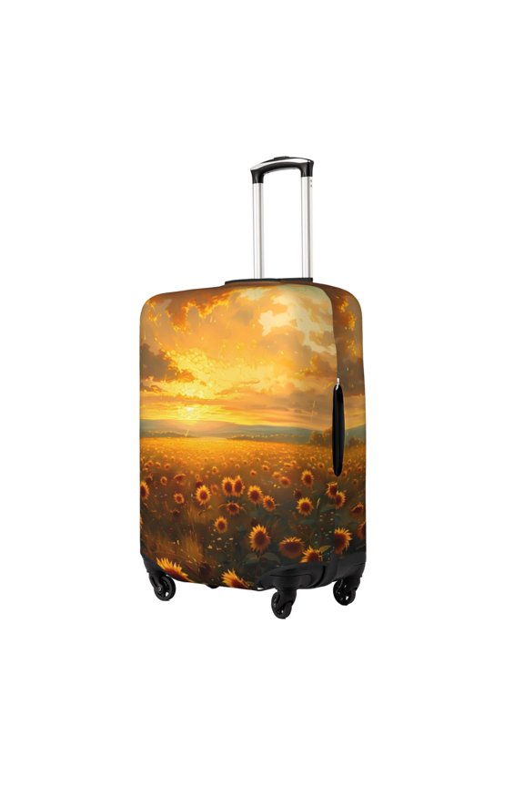 Sunflower Sunset Rainfall Printed Luggage Cover, Suitcase Protector Fits 18-32 Inch Luggage-
