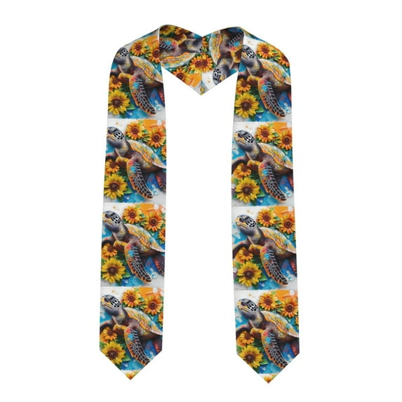 Rateoe Sunflower Turtle Pattern Graduation Shawl Stole – Elegant Stole for Graduates ,Graduation Gown Accessory, Academic Stole-Sharp Corner
