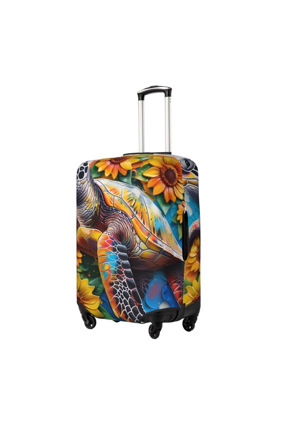 Sunflower Turtle Printed Luggage Cover, Suitcase Protector Fits 18-32 Inch Luggage-Small