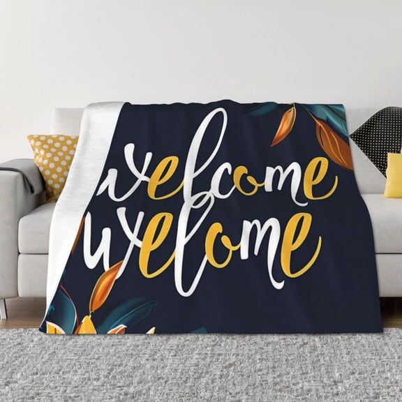 Rateoe Sunflower Welcome A Pattern Flannel Throw Blanket, Ultra-soft Blanket for Bed, Couch, Car, Hypoallergenic Anti-pilling blanket-