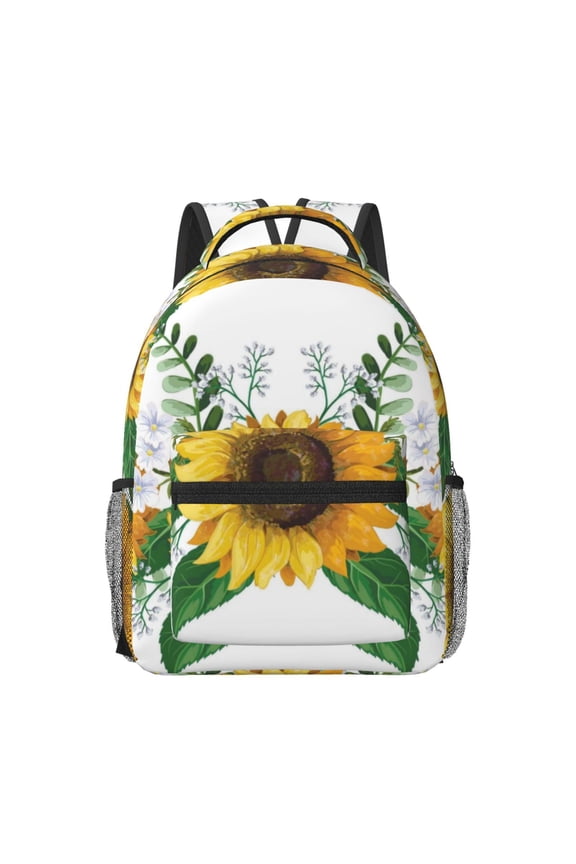 Sunflowers (2) Pattern Durable Student Backpack Laptop Bag- Ergonomic Design, Waterproof Twill Fabric - Ideal for School, Travel, and Outdoor Activities