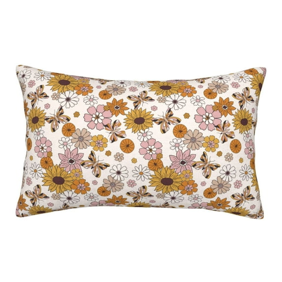 Rateoe Sunflowers And Butterflies Pattern Pillow Covers with Invisible Zipper(Pillows are not Included) Standard Pillowcases-16"x24"
