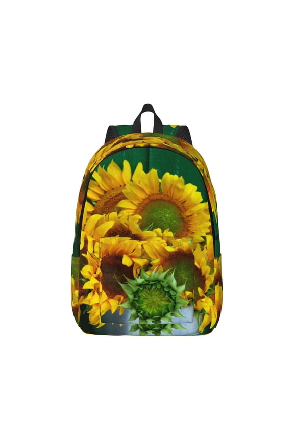 Sunflowers in Bucket Pattern Canvas College Laptop Backpack,Travel Daypack,Durable Rucksack Travel Notebook Bag School Backpack Book Bag for Men Women-Small