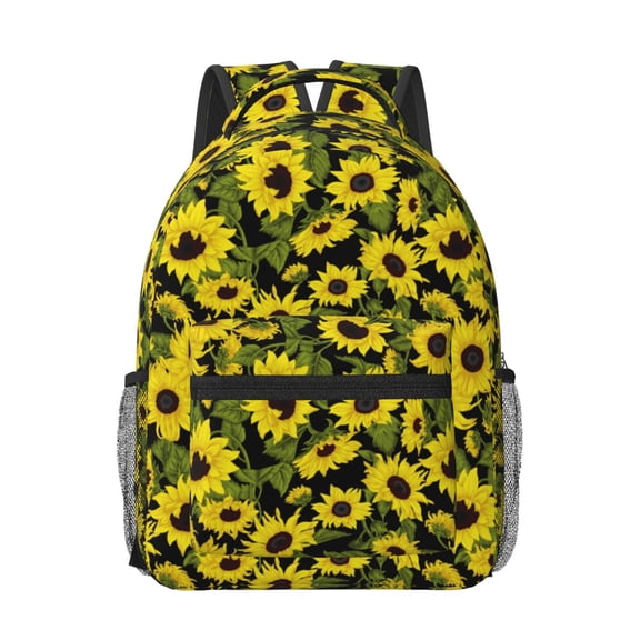 Rateoe Sunflowers In Vintage Pattern Durable Student Backpack Laptop Bag- Ergonomic Design, Waterproof Twill Fabric - Ideal for School, Travel, and Outdoor Activities