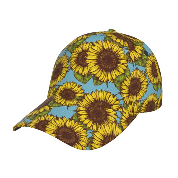 Rateoe Sunflowers Pattern Baseball Cap Outdoor Cap Mountain Dad Hat - Unstructured Soft Cotton Cap-Adjustable UV Protection Cap