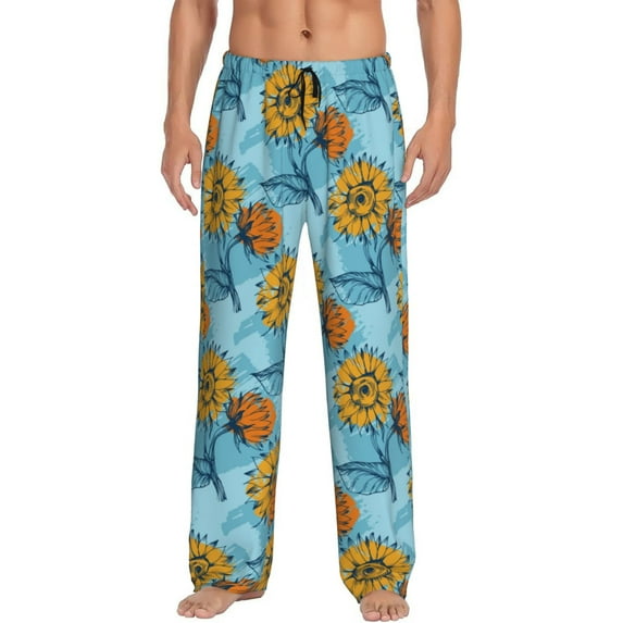 Rateoe Sunflowers Pattern Men’s Ultra-Soft Comfy Pajama Lounge Pants Sleepwear,Comfortable Lounge Wear,lightweight Pajamas, Casual Home Wear-X-Large