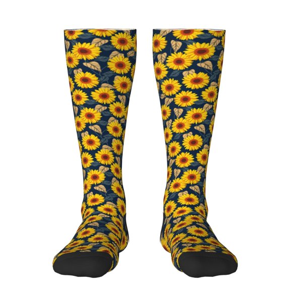 Rateoe Sunflowers Pattern Women’s Knee High Crew Socks,Trouser Socks Comfortable, Breathable, Moisture-Wicking and Soft