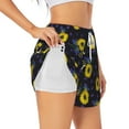 thumbnail image 1 of Rateoe Sunflowers Printed 2 in 1 Women's Workout Shorts for Athletic Gym Running Shorts with Phone Pockets-Small, 1 of 7