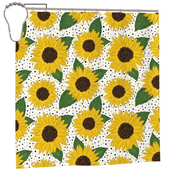 Rateoe Sunflowers Shower Curtain - Fancy Bathroom Shower Curtain Sets - Waterproof Shower Curtain with Hooks with 12 Plastic Hooks 72x72 Inches