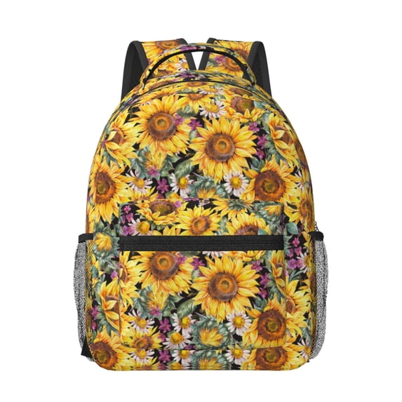 Rateoe Sunflowers Vintage Pattern Durable Student Backpack Laptop Bag- Ergonomic Design, Waterproof Twill Fabric - Ideal for School, Travel, and Outdoor Activities