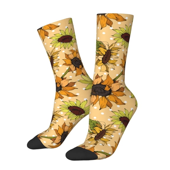 Rateoe Sunflowers for Women Casual Calf Socks - Cute Crew Socks - Thin Soft Above Ankle Socks Size 5-11