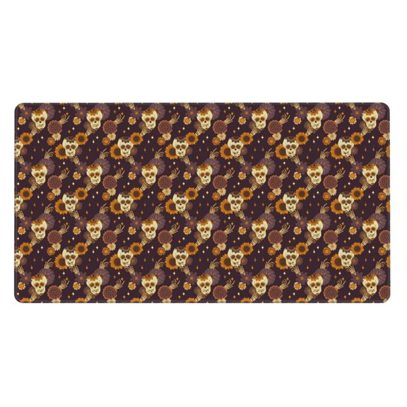 Rateoe Sunflowers with Skull and Hand Print Mouse Pad - Extended Large Gaming Mousepad,Non-Slip Stitched Edge,16x29.5 Inch