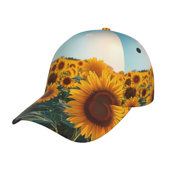Rateoe Sunlit Sunflower Field Pattern Mens Baseball Cap  Adjustable Curved Brim Hat, Soft Cotton Sports Cap for Outdoor, Casual, and Everyday Wear, Comfortable & Breathable