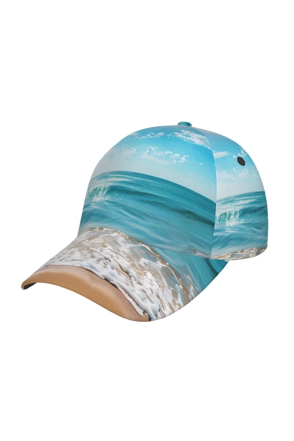 Sunny Ocean Waves Pattern Mens Baseball Cap  Adjustable Curved Brim Hat, Soft Cotton Sports Cap for Outdoor, Casual, and Everyday Wear, Comfortable & Breathable