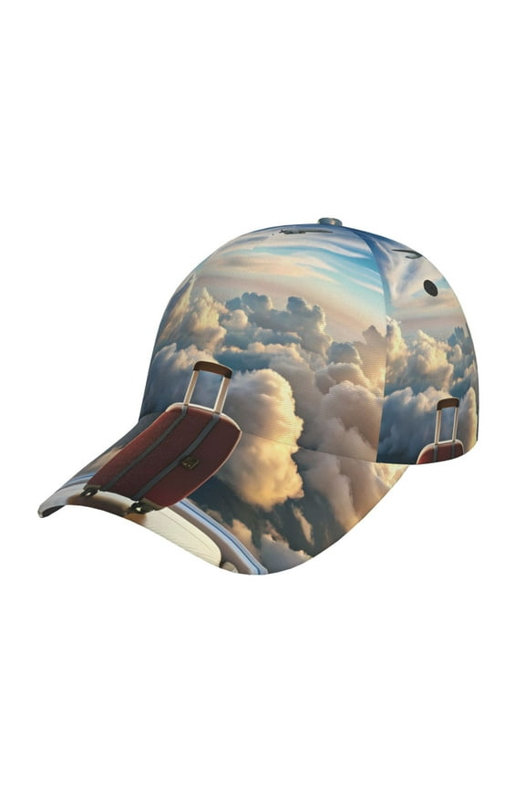 Sunset Airplane Travel View Pattern Mens Baseball Cap Adjustable Curved Brim Hat, Soft Cotton Sports Cap for Outdoor, Casual, and Everyday Wear, Comfortable & Breathable