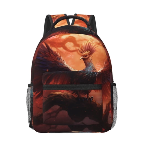 Rateoe Sunset Blossoms Phoenix Perch Pattern Durable Student Backpack Laptop Bag- Ergonomic Design, Waterproof Twill Fabric - Ideal for School, Travel, and Outdoor Activities-One Size