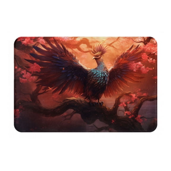 Rateoe Sunset Blossoms Phoenix Perch Pattern Flannel Door Mat Indoor Outdoor Entrance, Waterproof All-Weather Doormat,Fade Resistant, Low Profile Entryway Mat 16x24in