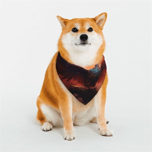 Rateoe Sunset Blossoms Phoenix Perch Print Pet Scarf for Dogs and Cats – Stylish Reflective Design, Breathable & Durable Pet Bandana with Quick-Release Buckle-Large