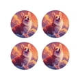 thumbnail image 1 of Rateoe Sunset Cloud Corgi Drawing Drink Coasters Set of 4 Leather Coasters Spill Protection for Table Desk,Durable and Non Slip Leather Coaster ,4 Inches Drink Mats-Round Shape, 1 of 6