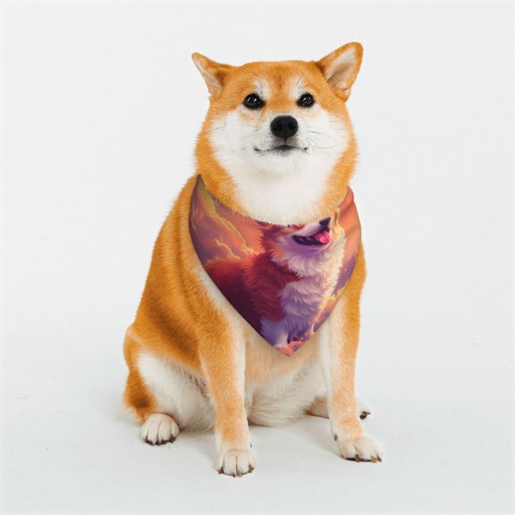 Rateoe Sunset Cloud Corgi Print Pet Scarf for Dogs and Cats – Stylish Reflective Design, Breathable & Durable Pet Bandana with Quick-Release Buckle-Medium