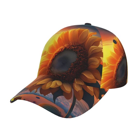 Rateoe Sunset Coast Sunflower Pattern Baseball Cap Outdoor Cap Mountain Dad Hat - Unstructured Soft Cotton Cap-Adjustable UV Protection Cap