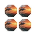 thumbnail image 1 of Rateoe Sunset Dancing Dolphin B Drawing Drink Coasters Set of 4 Leather Coasters Spill Protection for Table Desk,Durable and Non Slip Leather Coaster ,4 Inches Drink Mats-Octagon, 1 of 6