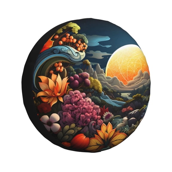 Rateoe Sunset Floral Fantasy Landscape Pattern Tire Cover Wheel Protectors Weatherproof Wheel Covers Universal Fit for Trailer Rv SUV Truck Camper Travel Trailers Accessories-