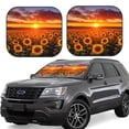 thumbnail image 1 of Rateoe Sunset Golden Sunflower Field Pattern 2 Piece Car Windshield Sun Shade Foldable | Front Windshield Shade for Sun, Heat and UV Rays | Sunshade for Car Front Window-Small, 1 of 6