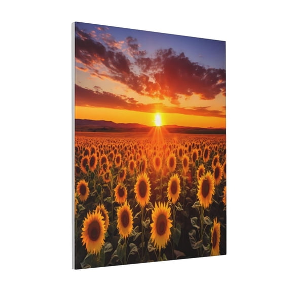 Rateoe Sunset Golden Sunflower Field Pattern Decorative Picture – Unique Modern Wall Art, Ready-to-Hang Canvas Print for Home (Vertical)