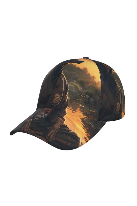 Sunset Meditating Doberman Pattern Baseball Cap Outdoor Cap Mountain Dad Hat - Unstructured Soft Cotton Cap-Adjustable UV Protection Cap