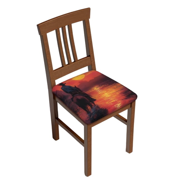 Rateoe Sunset River Western Cowboy Pattern Square Couch Cushion Covers, Sofa Furniture Protector Slipcover with Bottom Tie rope, Soft Non-Slip Non-Wrinkle Non-Sticky-Two Pieces