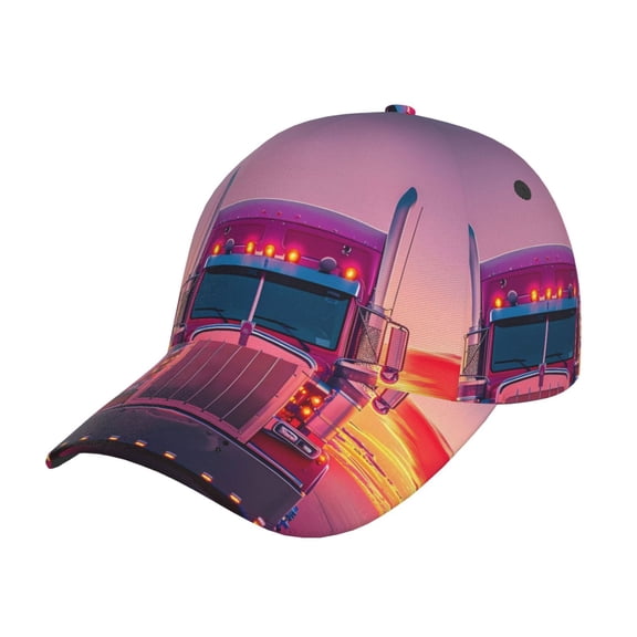 Rateoe Sunset Truck Highway Pattern Men’s Baseball Cap – Adjustable Curved Brim Hat, Soft Cotton Sports Cap for Outdoor, Casual, and Everyday Wear, Comfortable & Breathable